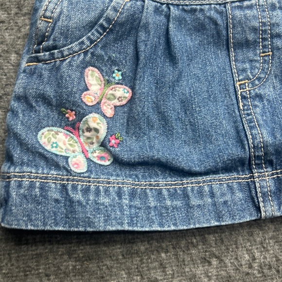 OshKosh B'gosh Vestbak Jean Dress 6 months Butterfly Rainbow Embroidery Overalls - Picture 2 of 7